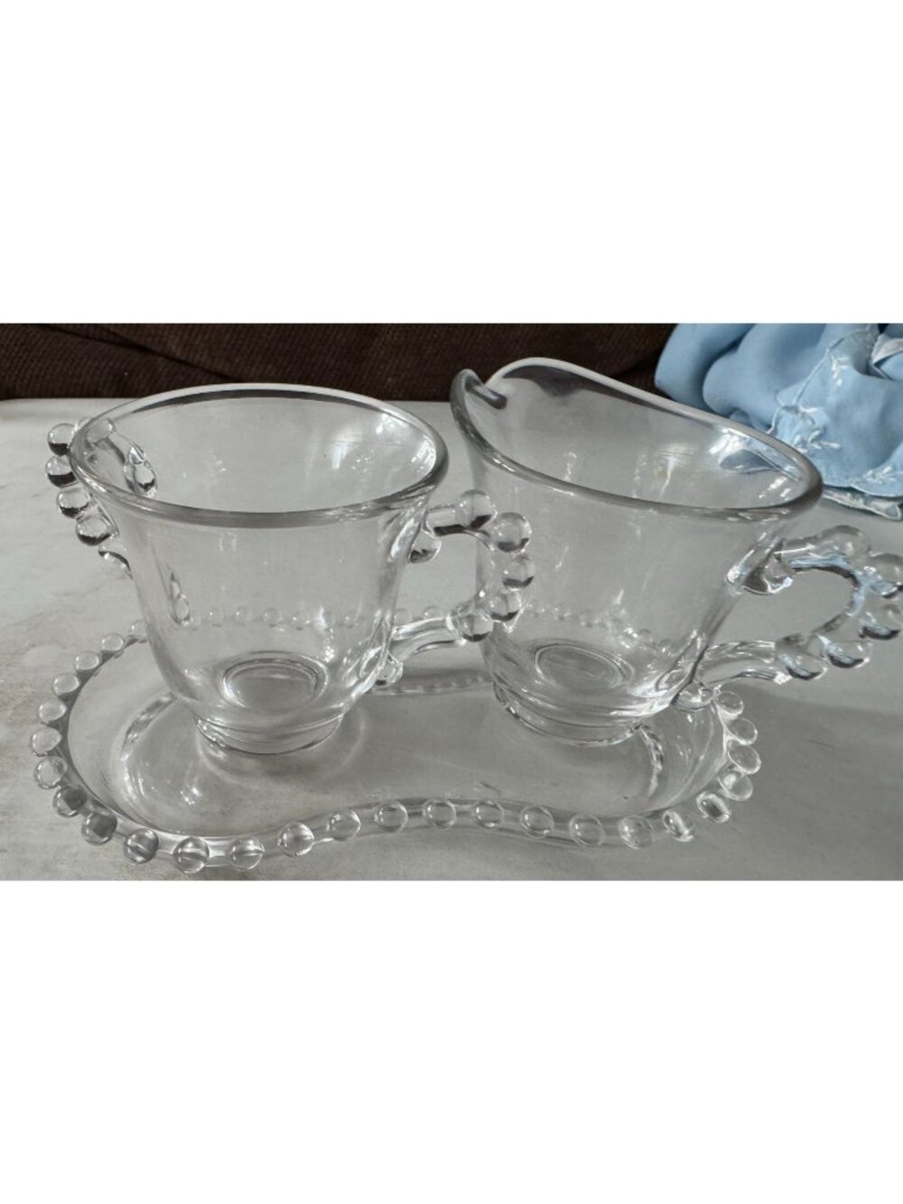 3 pc. Imperial Glass Sugar Creamer Tray